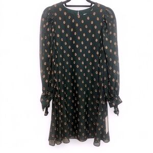 NWT Calvin Klein Swing Style Dress in green with gold print size 8